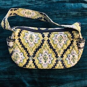 Vera Bradley Cambridge Shoulder Bag Purse Green Navy Blue Tan White Small